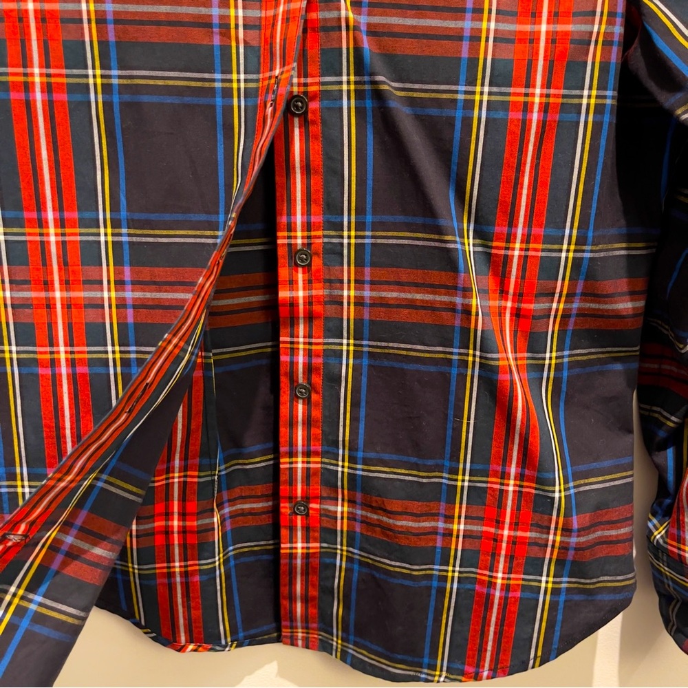 NWOT- J.Crew Red, Blue, golden-yellow & Black Plaid Button Down Size Small - Picture 4 of 13